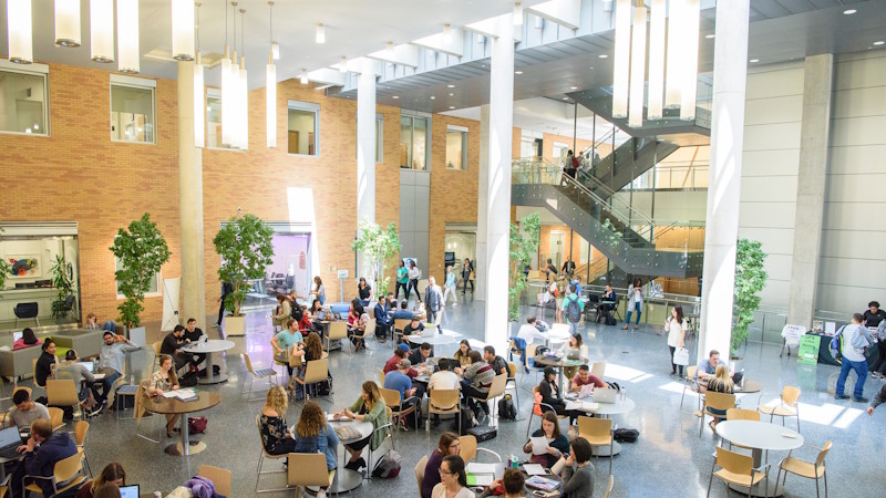 Students sitting at a table with laptops.