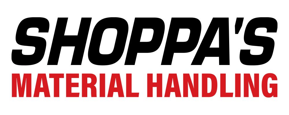 Shoppa’s Material Handling, company name in a bold, modern typeface.