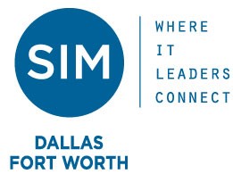This is a logo for SIM Dallas Fort Worth, an organization for IT leaders. The tagline reads "WHERE IT LEADERS CONNECT".