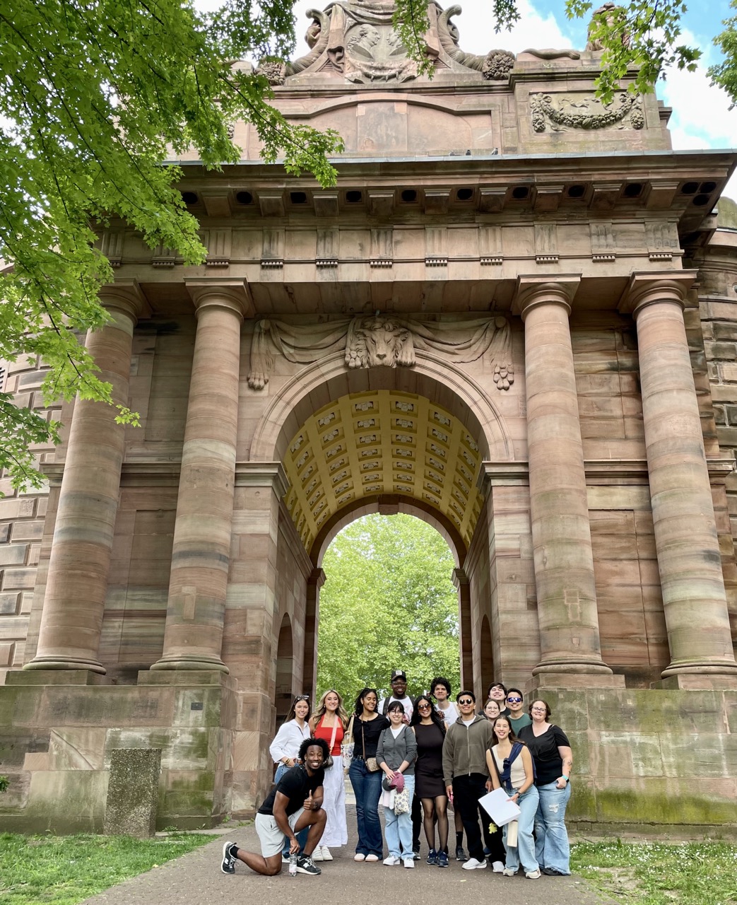 Students exploring Frankfurt's historic sites.