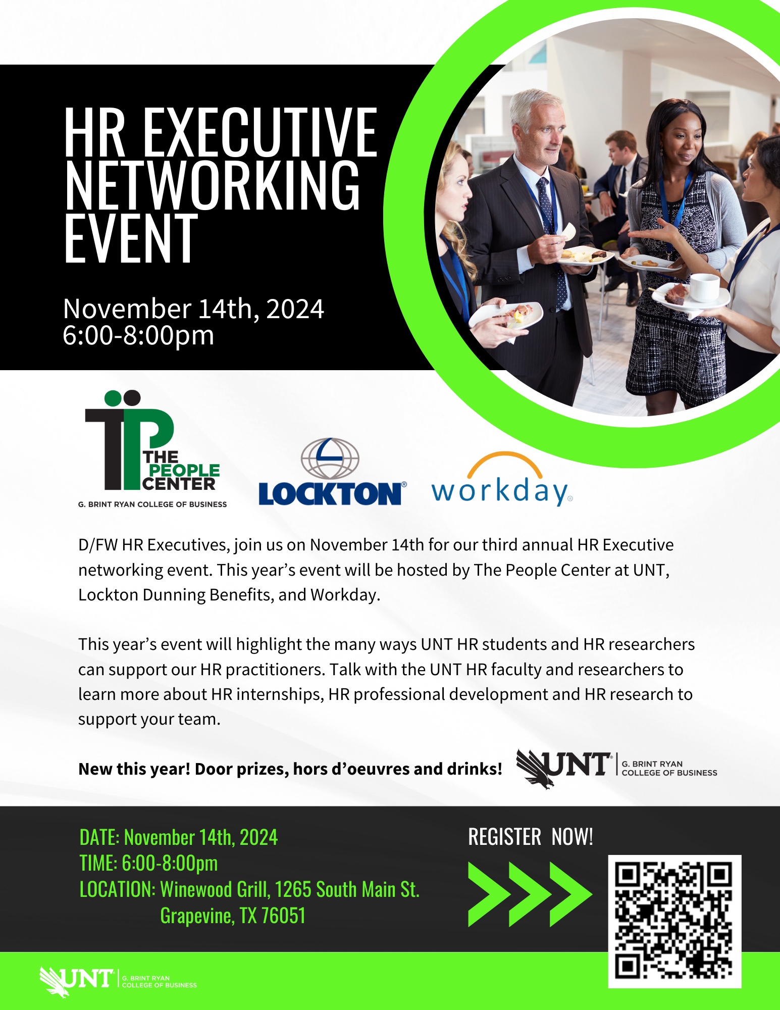 D/FW HR Executives, join us on November 14th for our third annual HR Executive networking event.  This year’s event will be hosted by The People Center at UNT and Lockton Dunning Benefits.